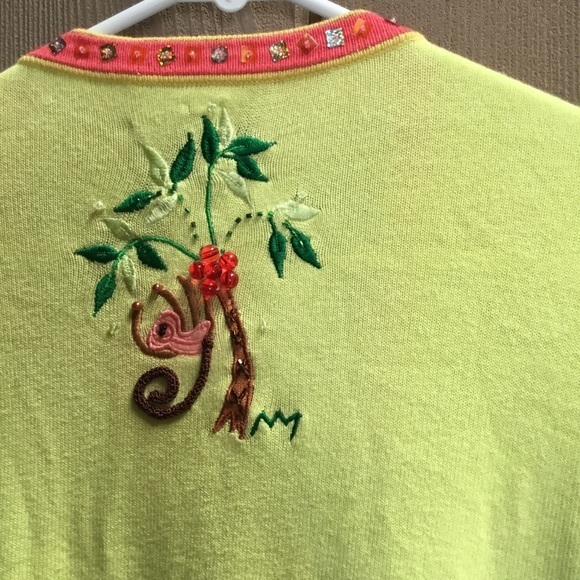 Unique cardigan set-monkeys, bananas, palm, trees! - Picture 5 of 8
